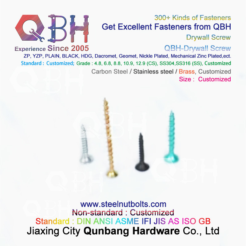 QBH 3.5*25 Black Phosphating Drywall Self-Tapping Bugle Head Double/Single Threaded Carbon Steel Dry Wall Screws