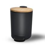 3L 5L Metal Round Garbage Pedal Bin with Bamboo Lid