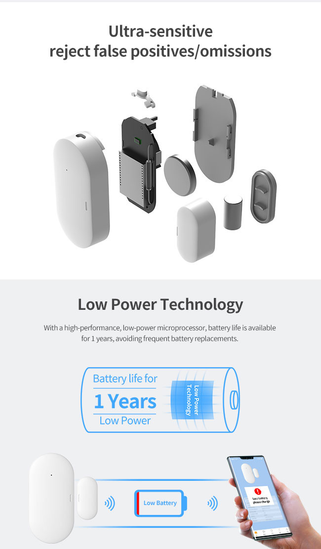 Tuya Wireless Zigbee Door Window Sensor CR2032 Battery 30mA