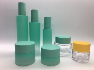 China Straight Round Glass Lotion Pump Bottle And Cream Jar For Skincare Packaging wholesale