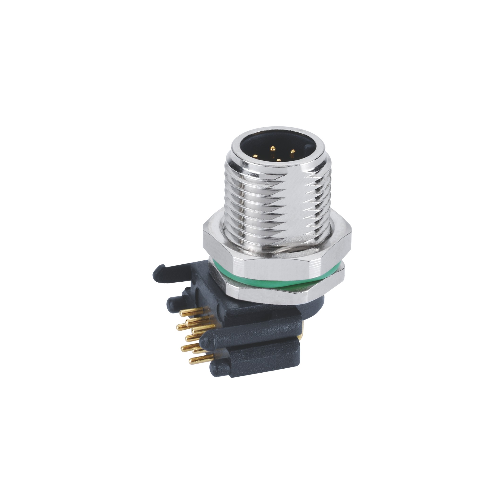 Panel Front Side Fastening M12 5 Pin Male Connector With 90 Degree PCB Contacts