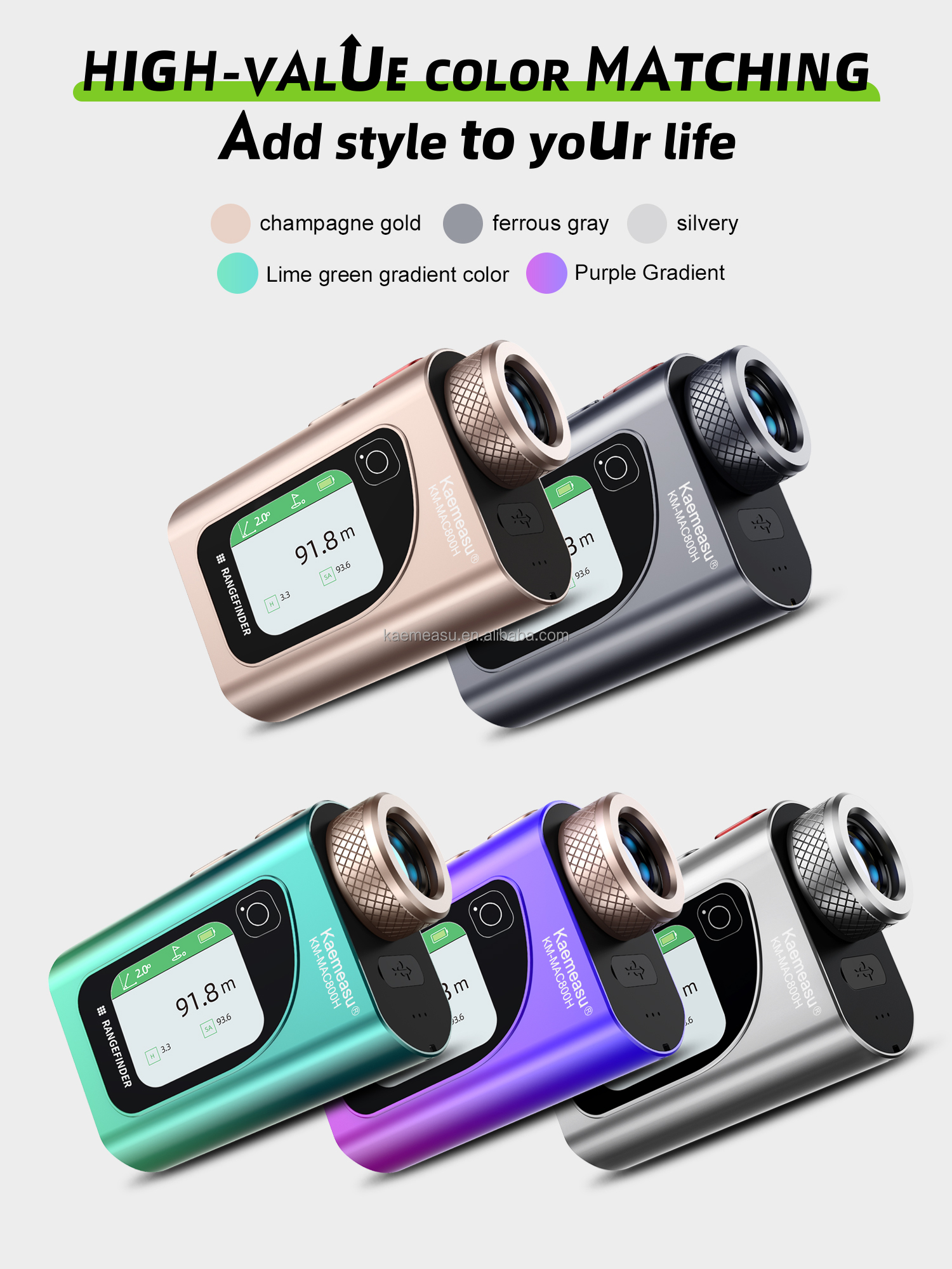 Lightweight and Durable 600m Gray Golf Rangefinder for Outdoor Sports 223g 95*63*38mm