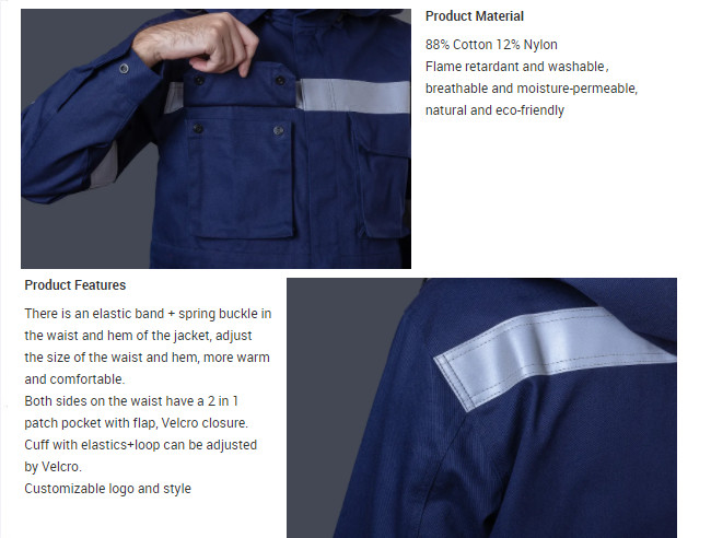 115gsm Waterproof Wear Resistance Safety Work Uniforms Safety Coveralls For Workers