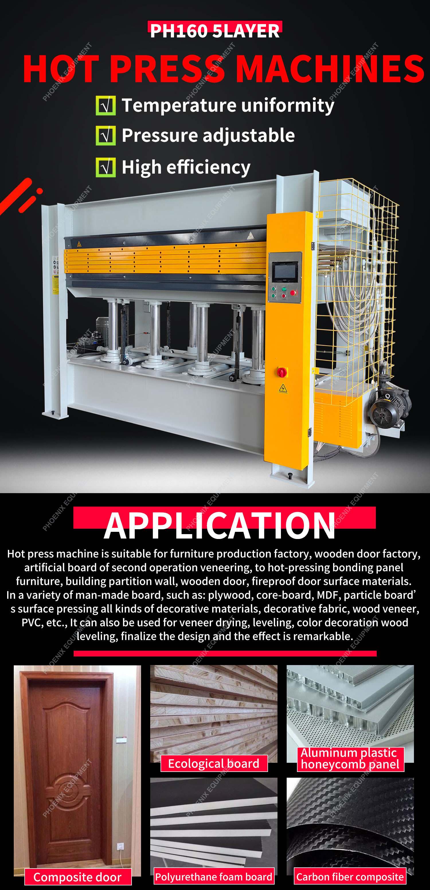 5 Working Layers 5layer Veneer Wood Door MDF Hydraulic Hot Press Machine for Door Making