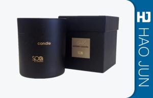 China Black Matte Handmade Cardboard Candle Boxes Package Square / Round Shape wholesale