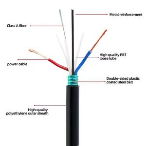 China 48 60 72 96core Armored Fiber Optical Cable With2*1.5mm-Power Wire GDTA GDTS Photoelectric Hybrid Fiber Optic Cable wholesale