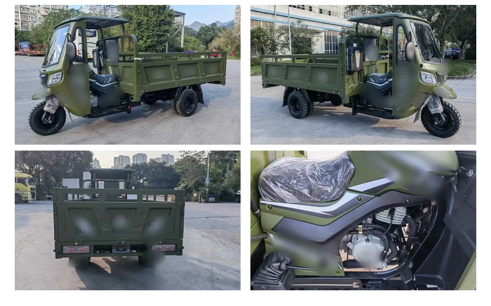 5.00-12 Tire Size Gas Tricycle Equipped with 8 Leaf Springs Rear Suspension