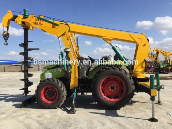 High efficiency electrical power pole installing and erection auger drilling