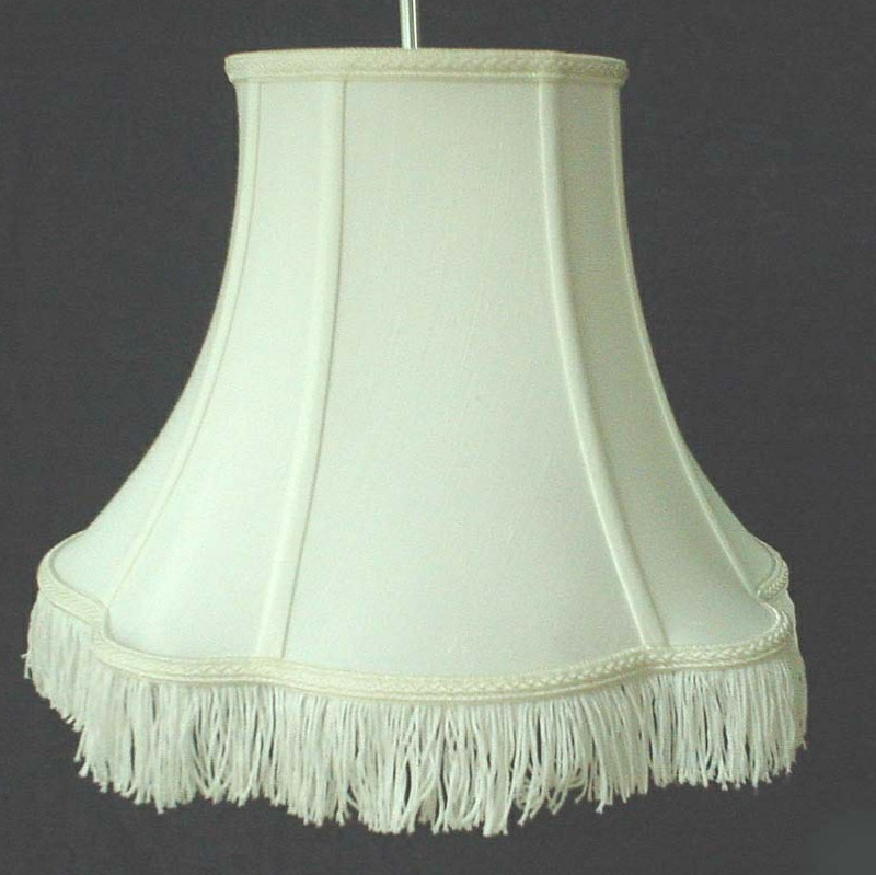 Hard Back TC Fabric Victoria Lamp Shade Classical With Fringe