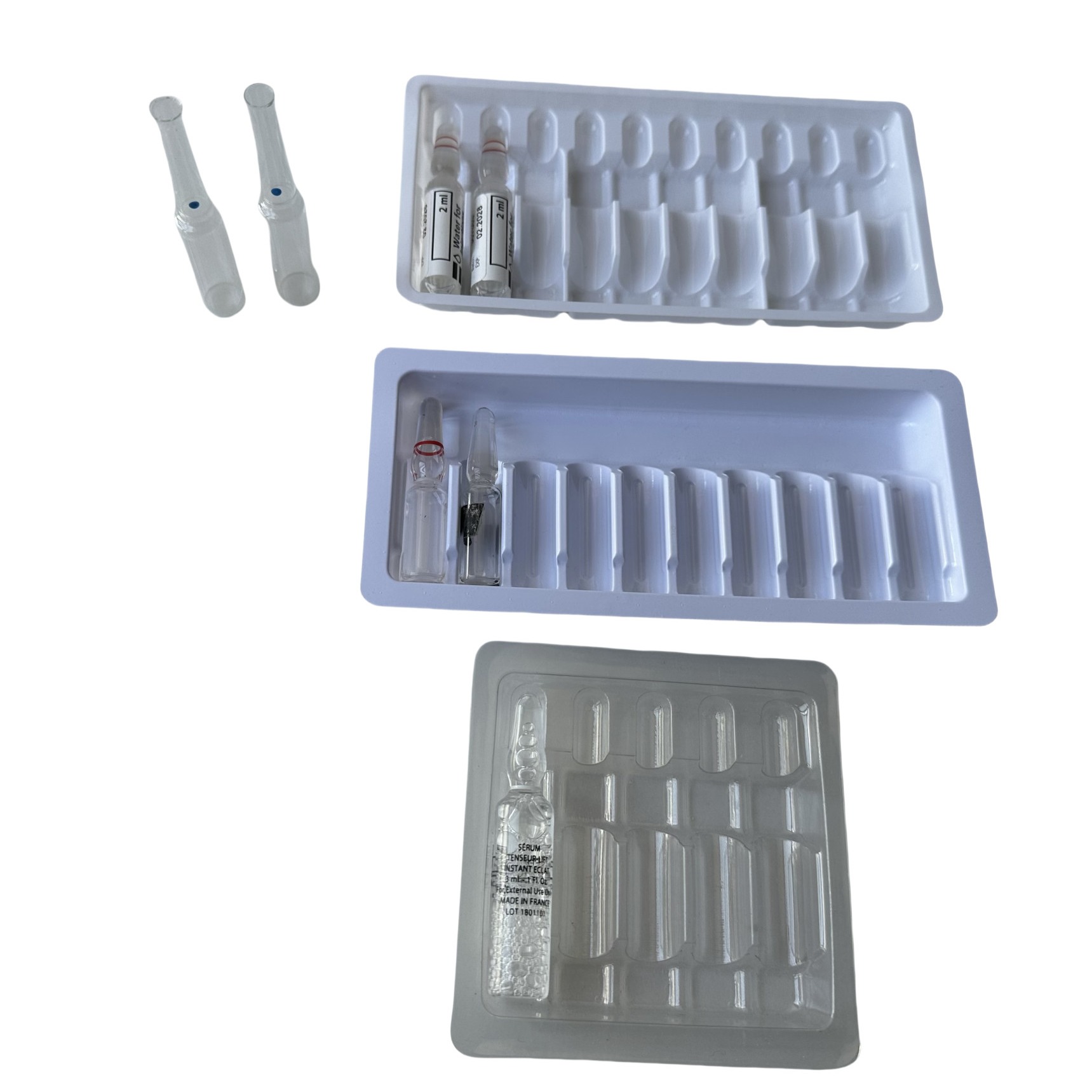 PET blister packaging tray water injection ampoule tray custom wholesale