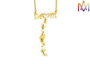 China 6.5g Baby Footprint Stainless Steel Womens Engraved Necklace wholesale