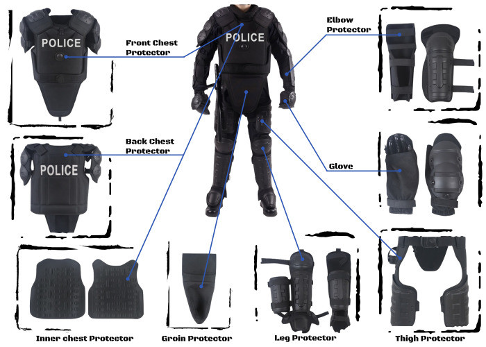 8-9 KGS Riot Police Armor Fire Stab And Impact Protection For Crowd Control