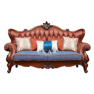 China Couch Living Room Set 6 Seater Wooden Leather Sofa wholesale