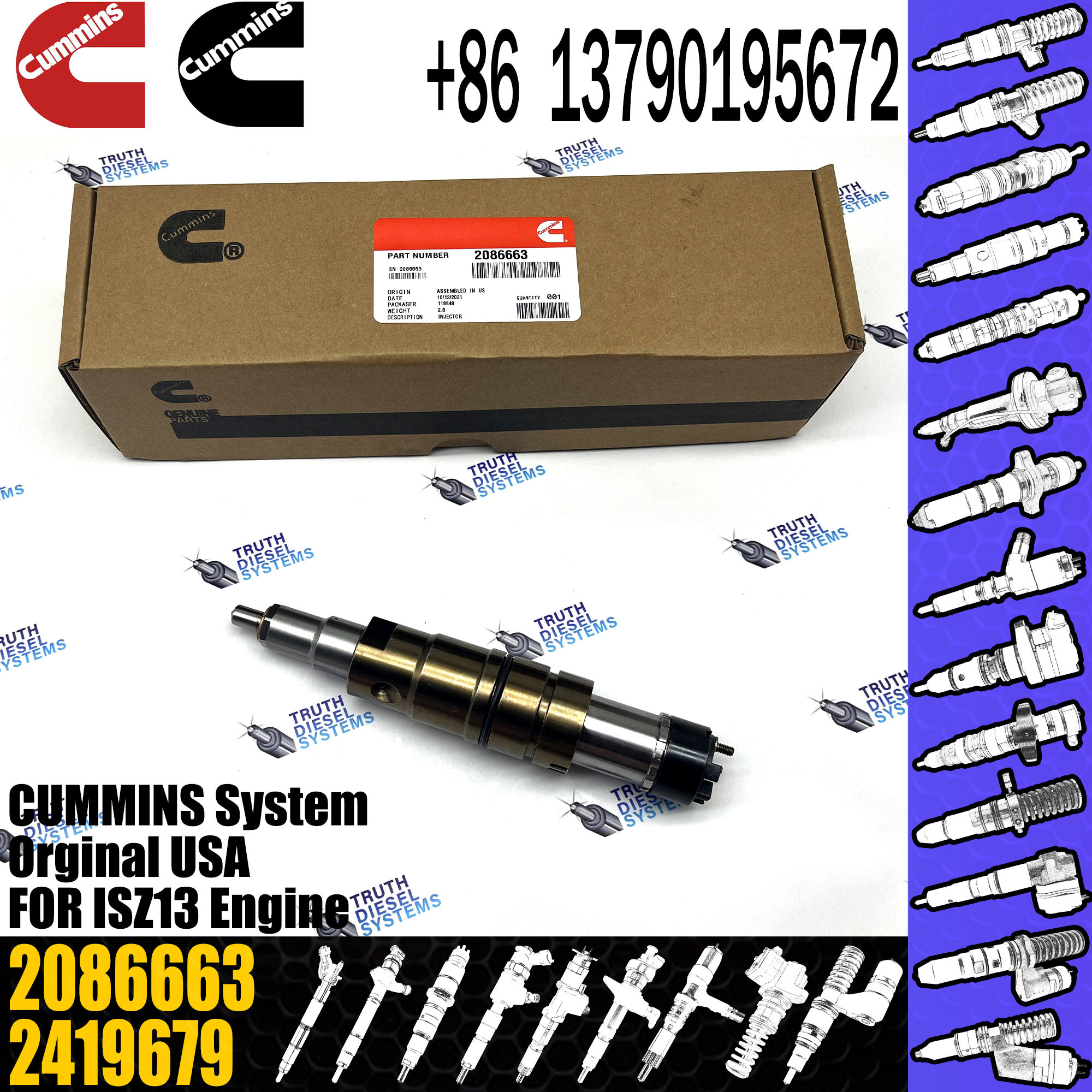 Common Rail Fuel Injector 2897320 2872405 2086663 2894920 For Diesel Engine ISZ13
