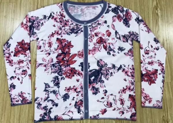 Reactive Flowers Print Womens Knit Cardigan Sweater Manufacturer In China OEM