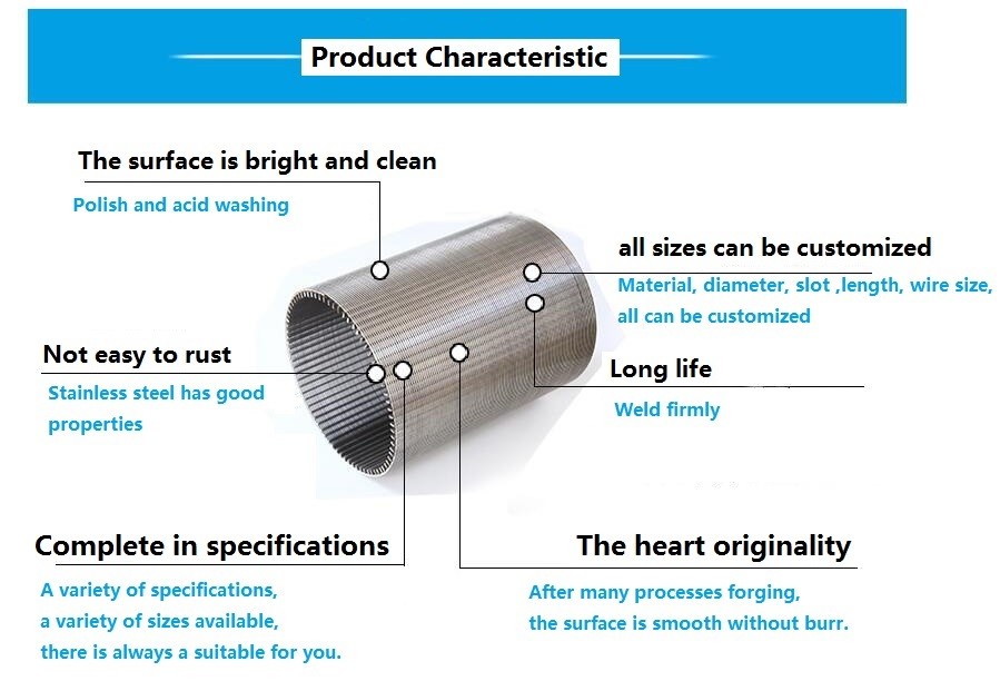 Wedge Wire Screen Water Well Screen Slot Screen Tube For Water Well