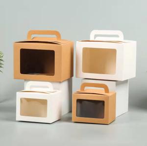 China Kraft Paper Cookie Baking Candy Sweet Gift Packaging Box Clear PVC Transparent Window wholesale
