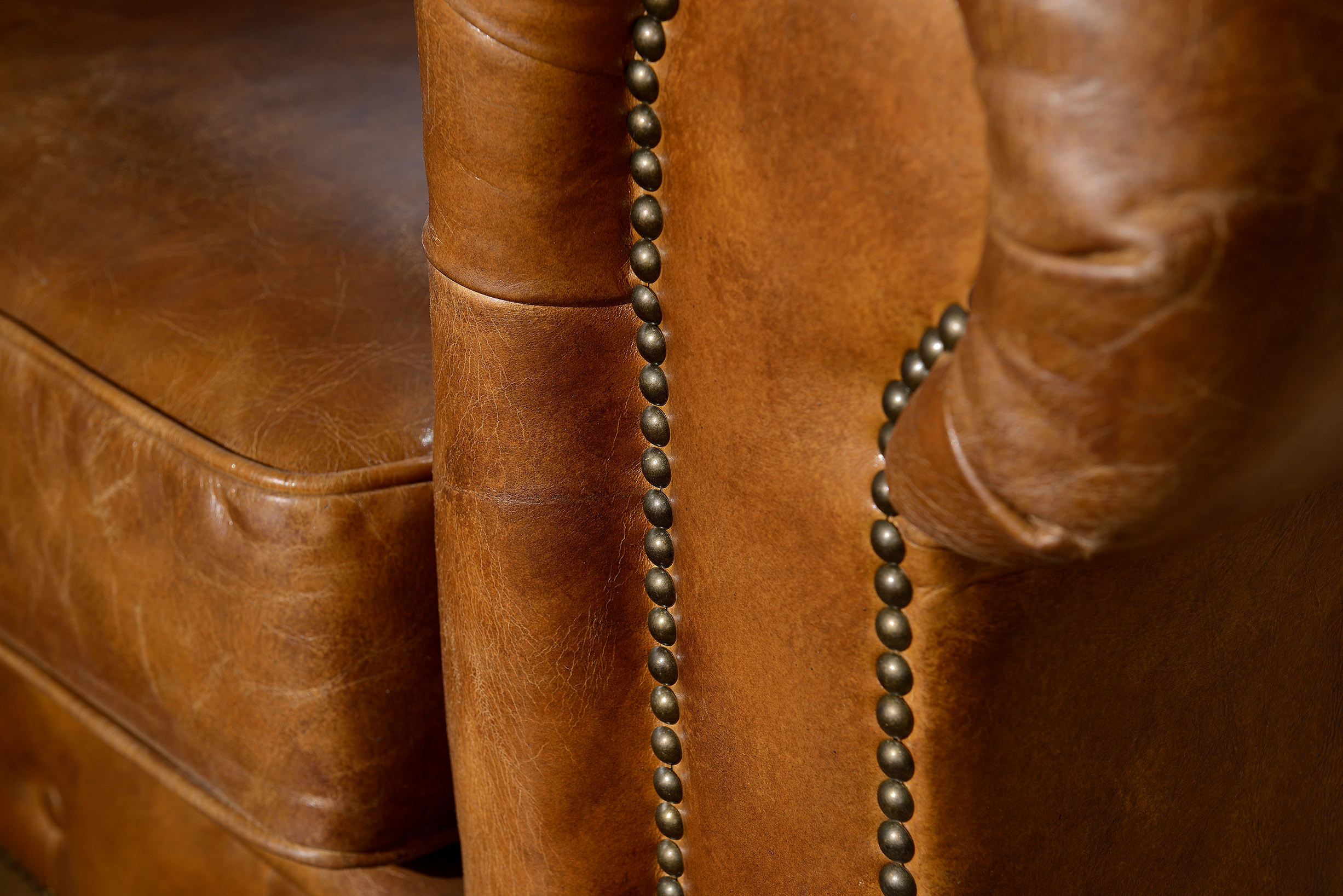 Chesterfield Tan Brown Soft Leather Sofa Set Antique Industrial Style For Living Room