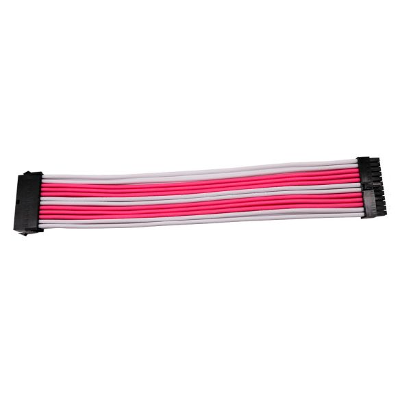 ATX 24PIN Braided Sleeved Extension Cable Male to Female 18AWG Power Supply Extension Cable with Pink White