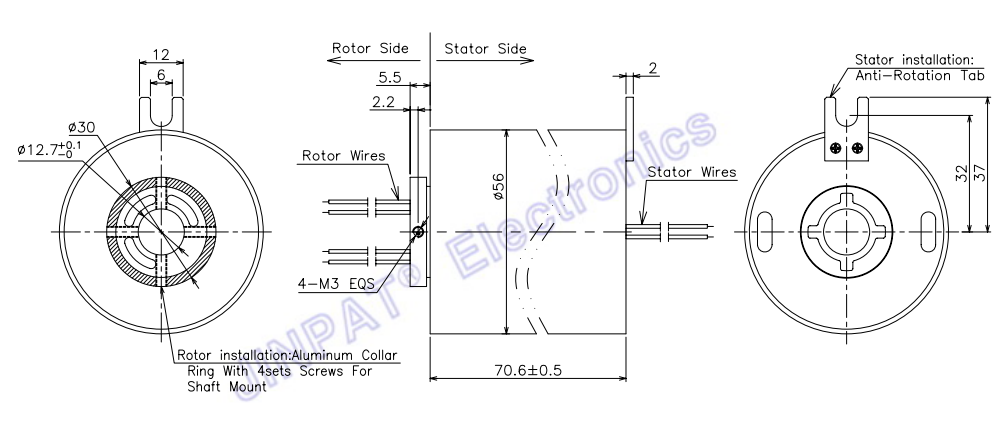 Construction Machinery Through Bore Slip Ring 18 Circuit 10A