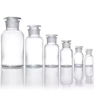 China 60ml 250ml 500ml Round Clear Wide Mouth Reagent Glass Bottle With Lids wholesale