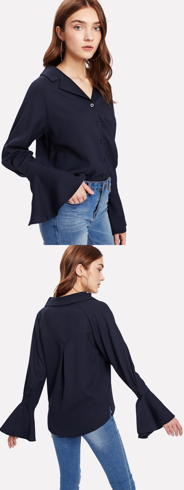 long sleeve casual blouse designs for women