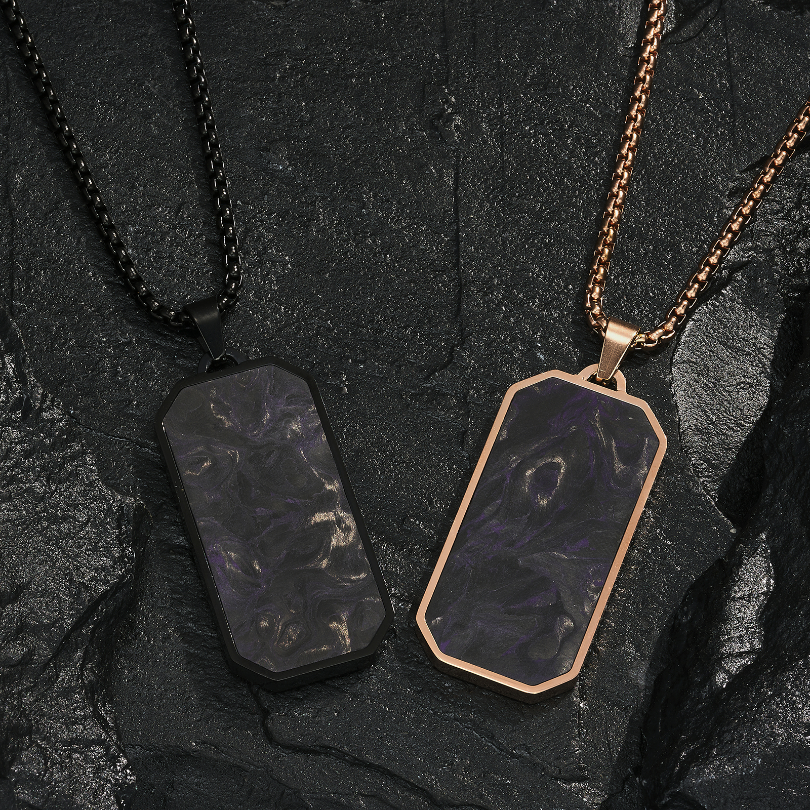 Anniversary Men Forged Carbon Fiber Pendant Gold and Green Prayer Choker