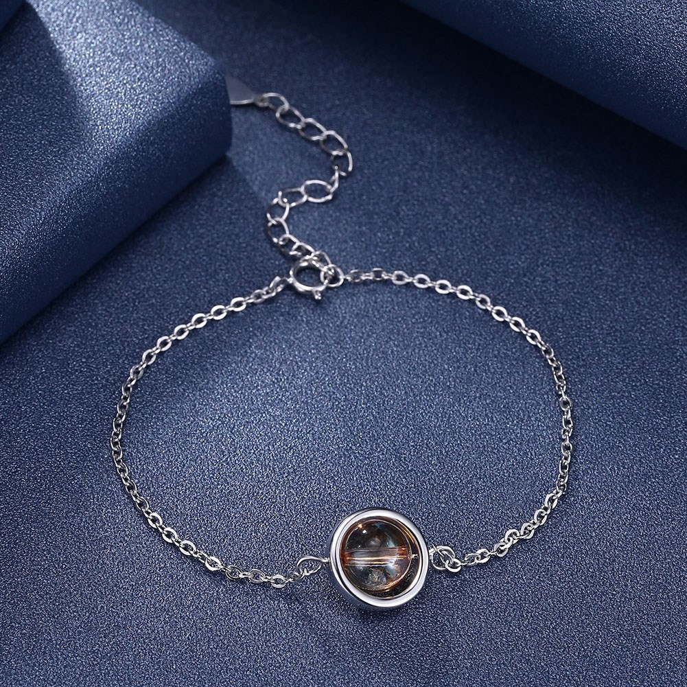 0.64ft 2.4g Sterling Silver Slider Bracelets S925 Adjustable Round Bead Bracelet