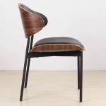 European Style Hotel Cafe Dining Chairs Leather Metal Legs Accent Chair