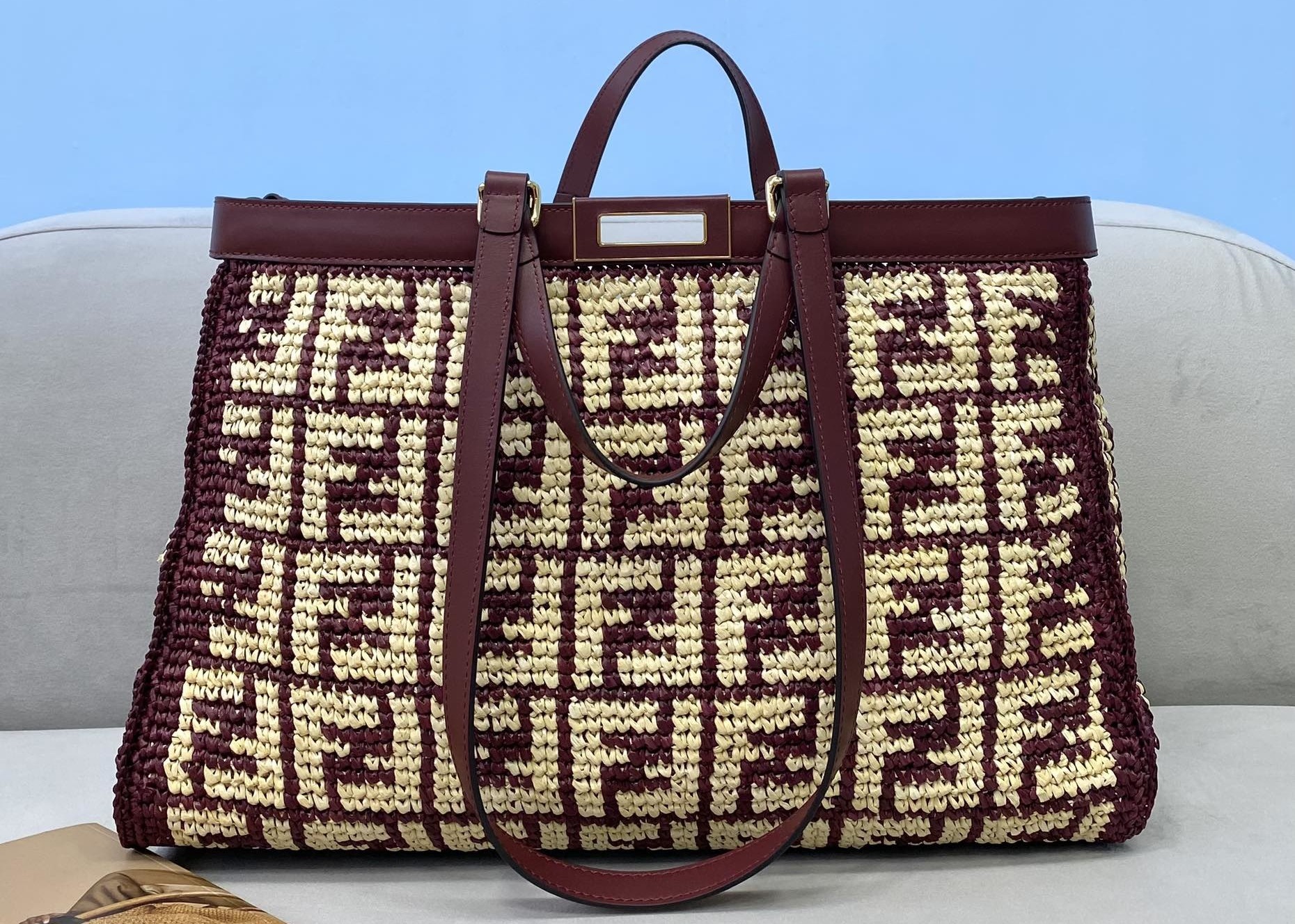 High Capicity 42cm Tote Shopper Bag , Handmade Straw Woven Tote Bag