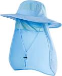 Fishing Hat for Men，Outdoor Sun Hat UPF50+ Mesh Wide Brim Fishing Hat with Neck