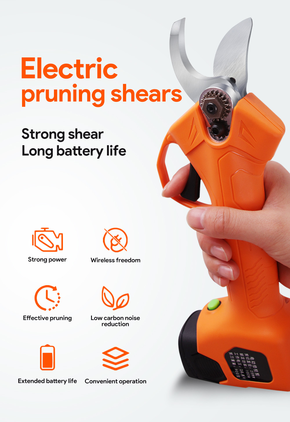 Swansoft 16.8V 2.5CM Battery Cordless Orchard Vineyard Pruner Trimming Scissors Garden Electric Pruning Shears