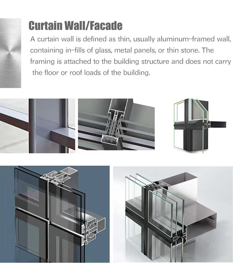 OEM Thermal break soundproof Curtain Wall Aluminum Profile For Glass Wall