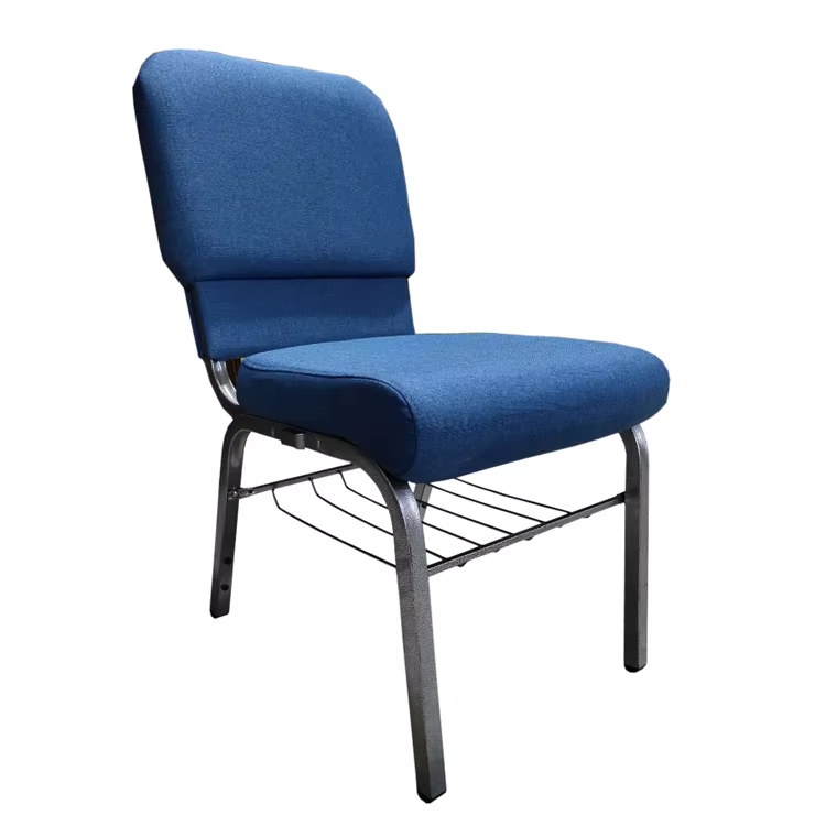 Stackable Metal Frame Church Chairs with High-Density Foam Cushion
