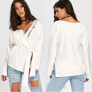 China Spring Letter Pattern Long Sleeve Knitted Tip Top Women wholesale