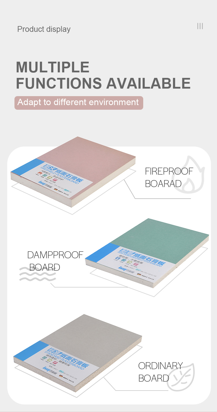 9mm Paper Gypsum Board , Moisture Resistant Sheetrock Waterproof