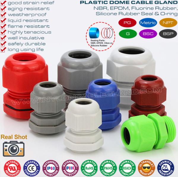 M20 Nylon Polymer Plastic Metric Cable Gland, Adjustable 6-12mm Watertight Cable