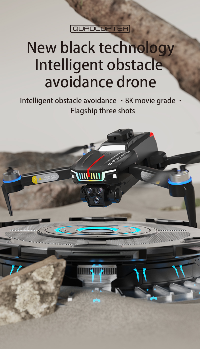 Experience the Ultimate Aerial Photography Brushless Drone with Optical Flow Obstacle Avoidance 3 Cameras Remote Control