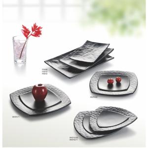 China Porcelain Dinnerware Sets / Melamine Black Matte Dinner Set Plate Unique Shape wholesale