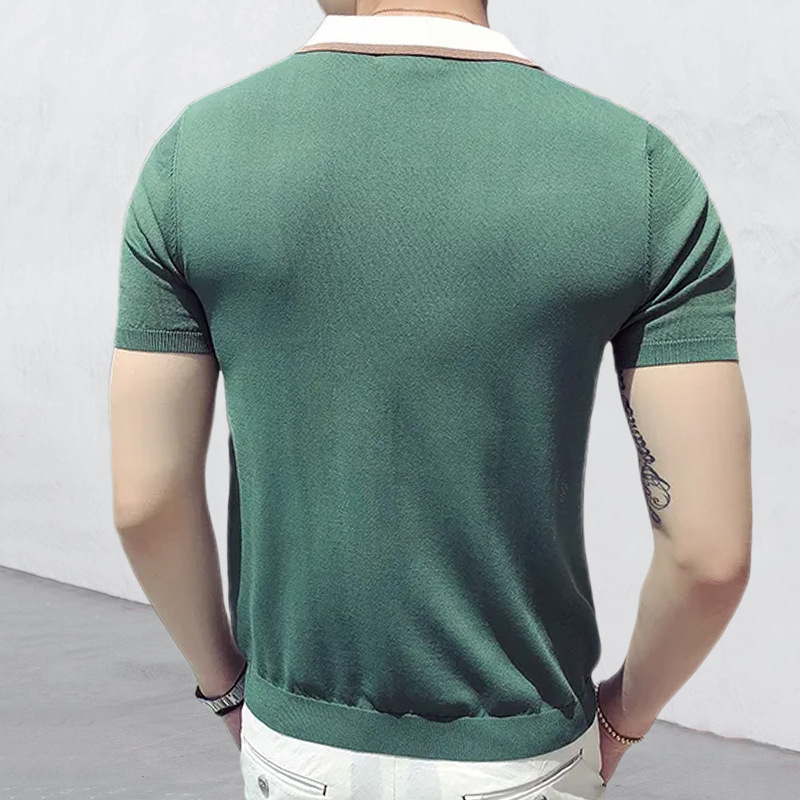 2023 Summer Men's Slim Short Sleeve Lapel Color POLO Sweater with Customize Fabric Type