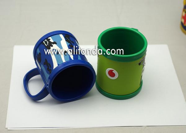 High quality 350ml kids personalized 16oz plastic coffee advertising 3d animal shaped mug with handle