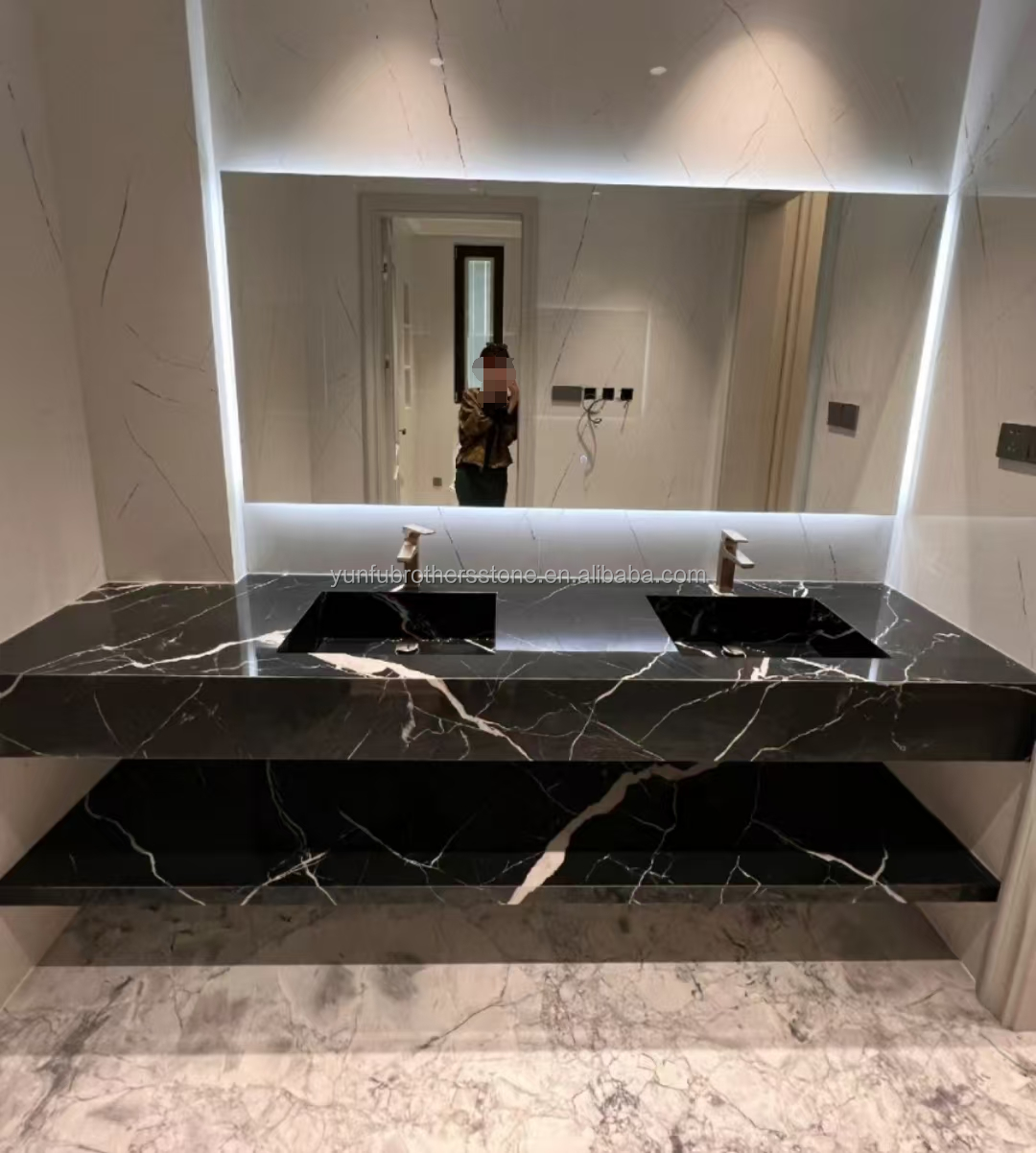 White Veins Marble Sink Cut to Size from Calcite Marble for Modern Hotel Villa Design