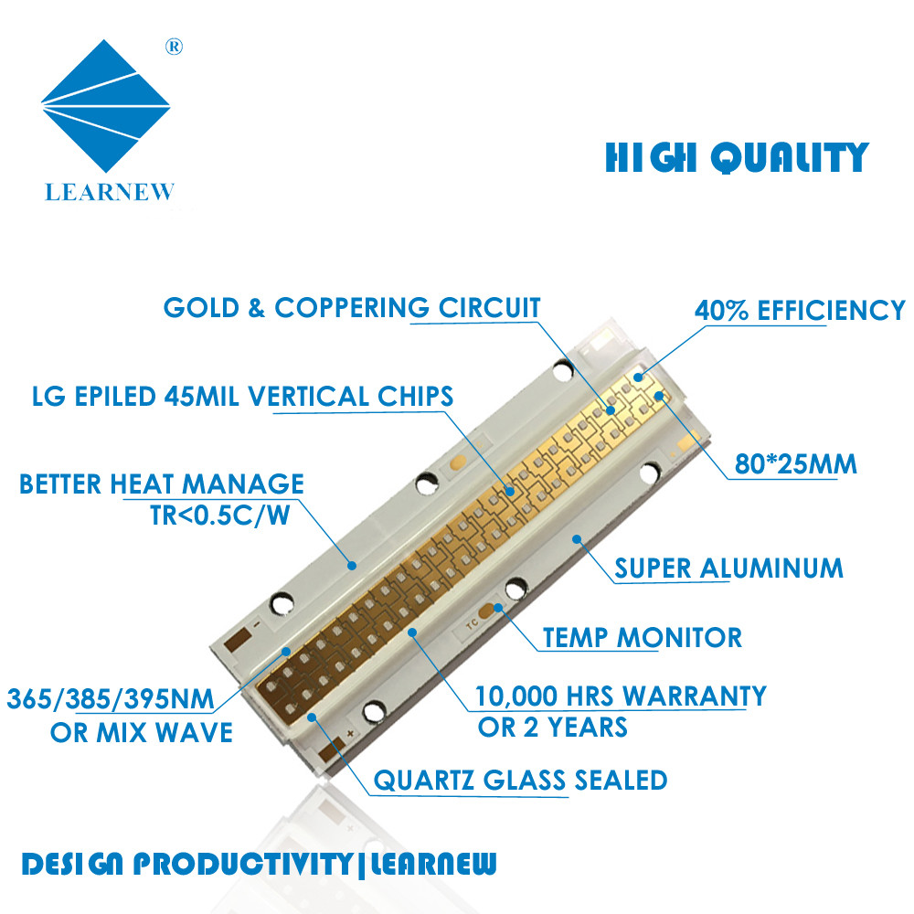 UVA 100W 200W UV LED Chip SMD 385nm 395nm Diode For 3D Printer