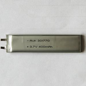 China Custom Small LiPo Battery 3.7V 400mAh 301770 LiPo Cell 3mm Thick wholesale