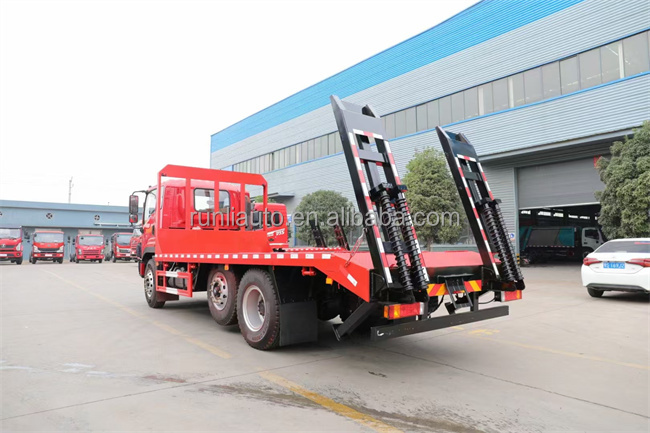 6 Wheels Chinese Winch Support Wrecker Flat Bed Truck With Ladder Use for Excavator Forklift Loading 8-12 Ton Rescue Truck