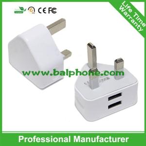 China Multifunction 3pin uk plug usb 5v 2.1 amp dual travel charger wholesale