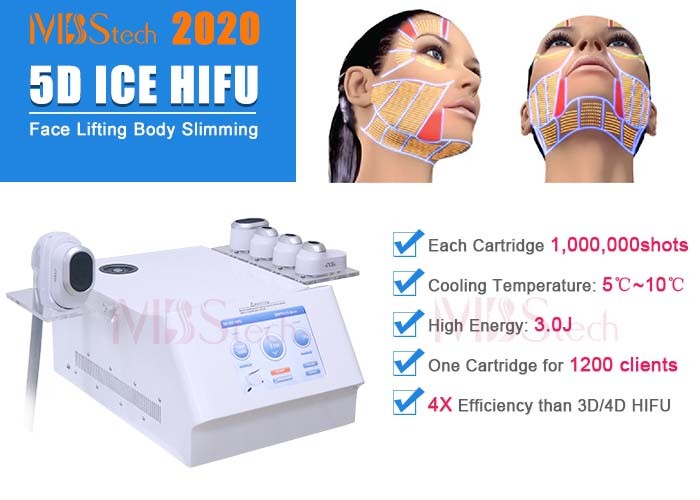 Cooling Skin Water Cooling 5D ICE HIFU Face Lifting Machine