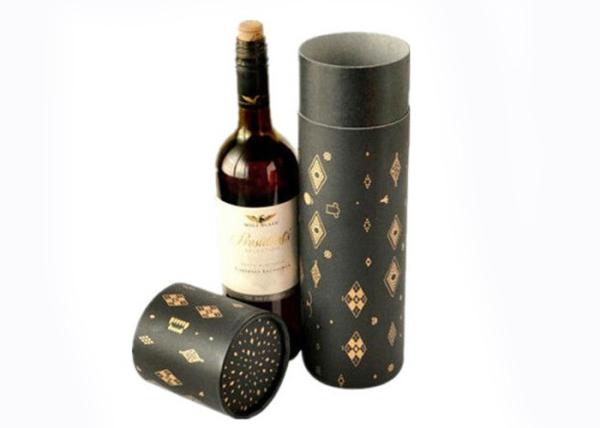 PU Tube Kraft Paper Single Bottle Wine Box , Damp Proof Wine Carrier Box