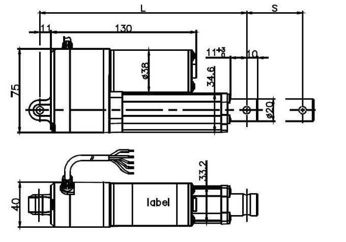1200N Industrial Miniature Linear Actuator 12v 10cm Stroke Length