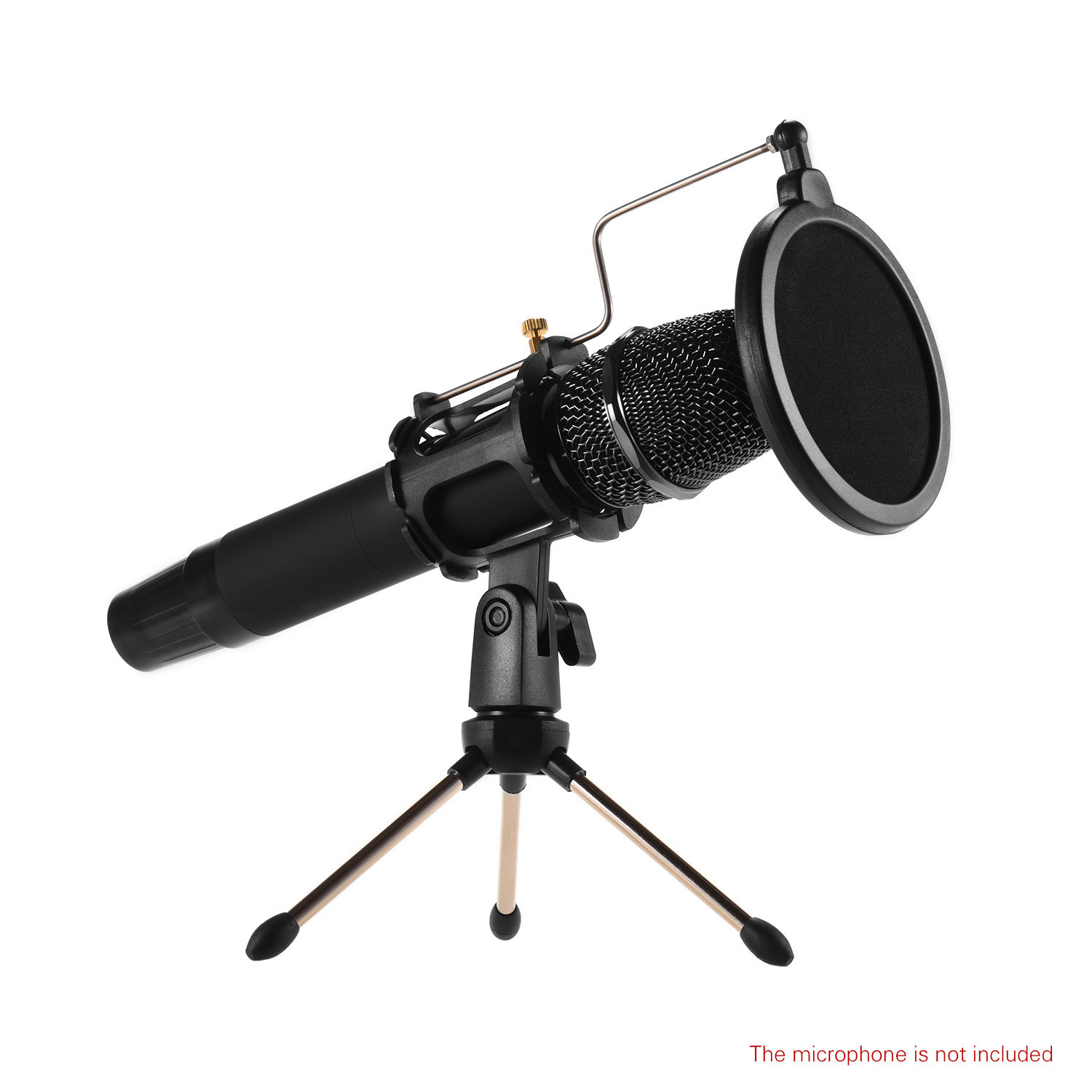 3 Leg 9cm Adjustable Desktop Microphone Stand , Studio Mic Stand And Pop Filter